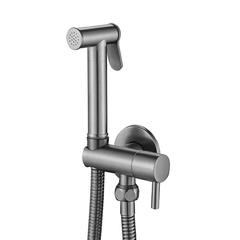 Gold Brass Bidet Faucet Black Handheld Toilet Bidet Bathroom Set Shattaf Sprayer Portable Hygienic Shower Gray