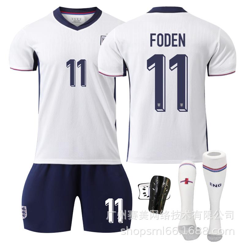 European Cup England Home Number: Kane 1 Bellingham 11 Foden Rice Short-sleeved Jersey Set