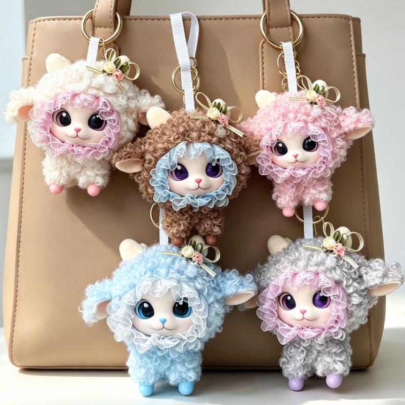 Cute Fluffy Lamb Plush Keychain Vinyl Doll Sheep Stuffed Backpack Pendant For Girls And Collectors Birthday Gifts