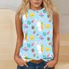 Women's Fashion Casual Easter Printed Round Neck Sleeveless T-Shirt Tops
