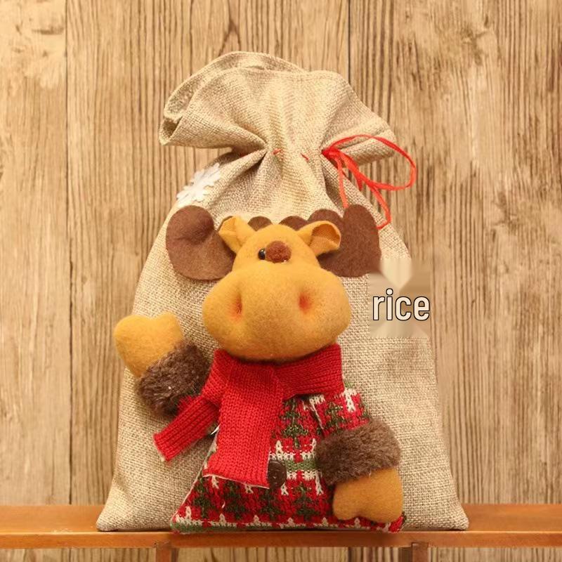 3D vánoční panenka taška na cukroví s červenou jutou - Sváteční dárková taška pro děti