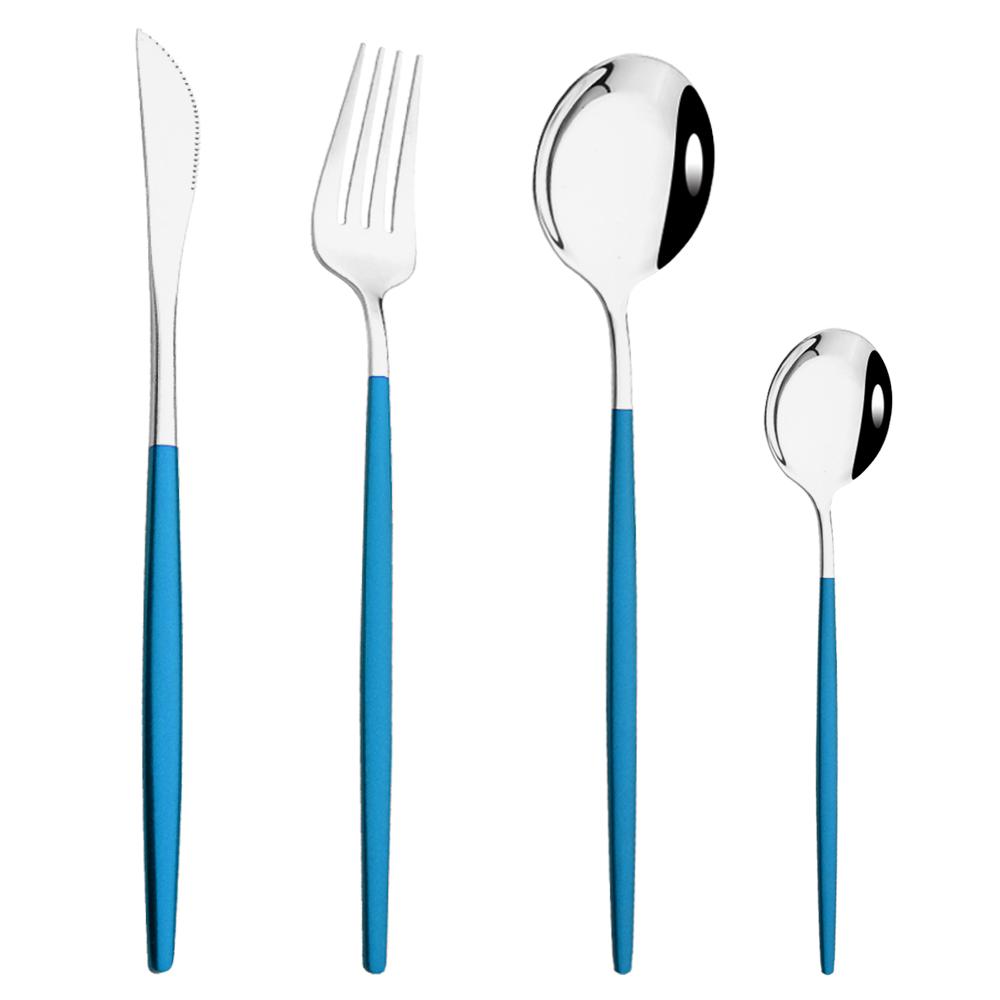 Rose Gold Mirror Cutlery Set Fruit Forks Spoons Dessert Knives Wedding Dinnerware Stainless Steel Flatware Dinner Tableware Set