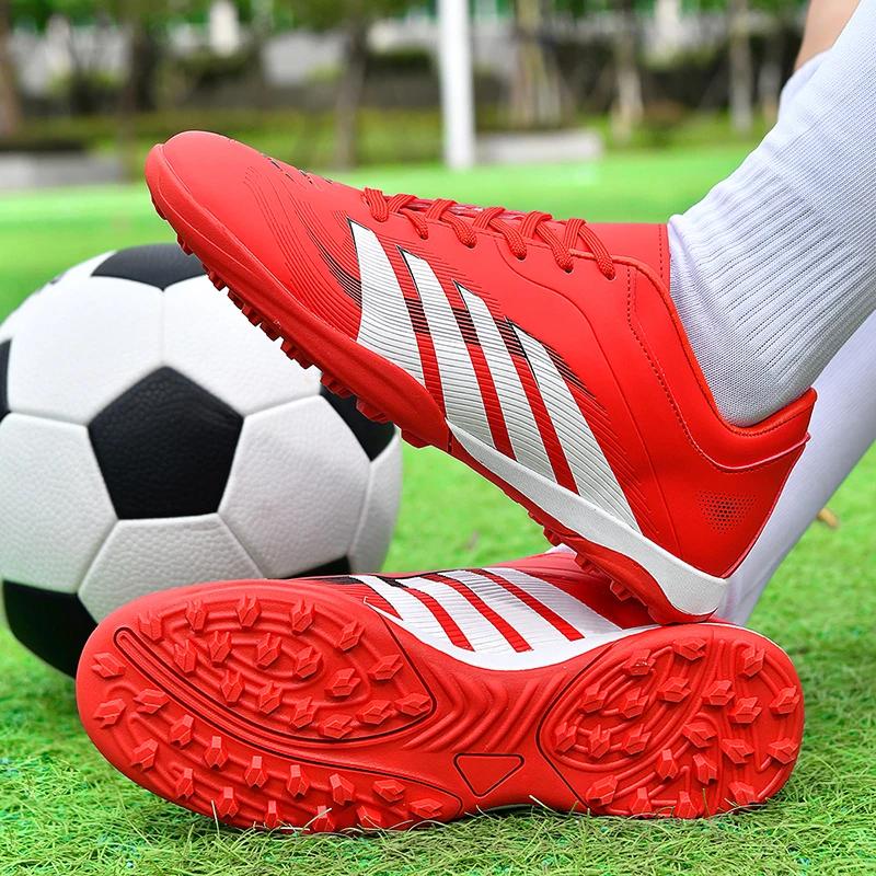 Original Teenager Red Football Shoes Men Outdoor Grass Training Soccer Shoes for Men Comfortable Non-slip Futsal Sneakers Man