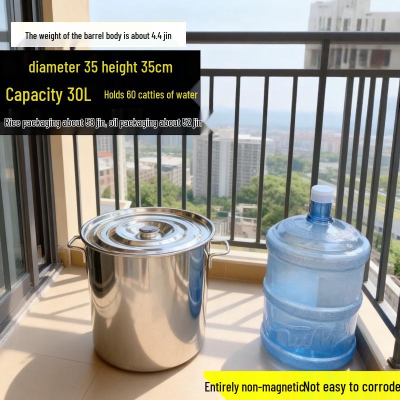 Commercial Stainless Steel Round Bucket with Lid