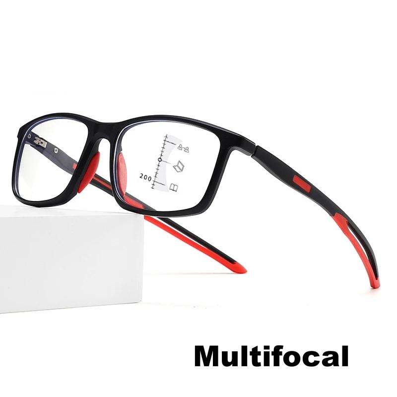 Trendy Sports Reading Glasses Unisex Fashion TR90 Progressive Multifocal Glasses Men Women Retro Near Far Eyewear +1.0 To+4.0
