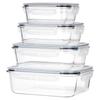 4X Heat-Resistant Glass Kitchen Food Containers Set