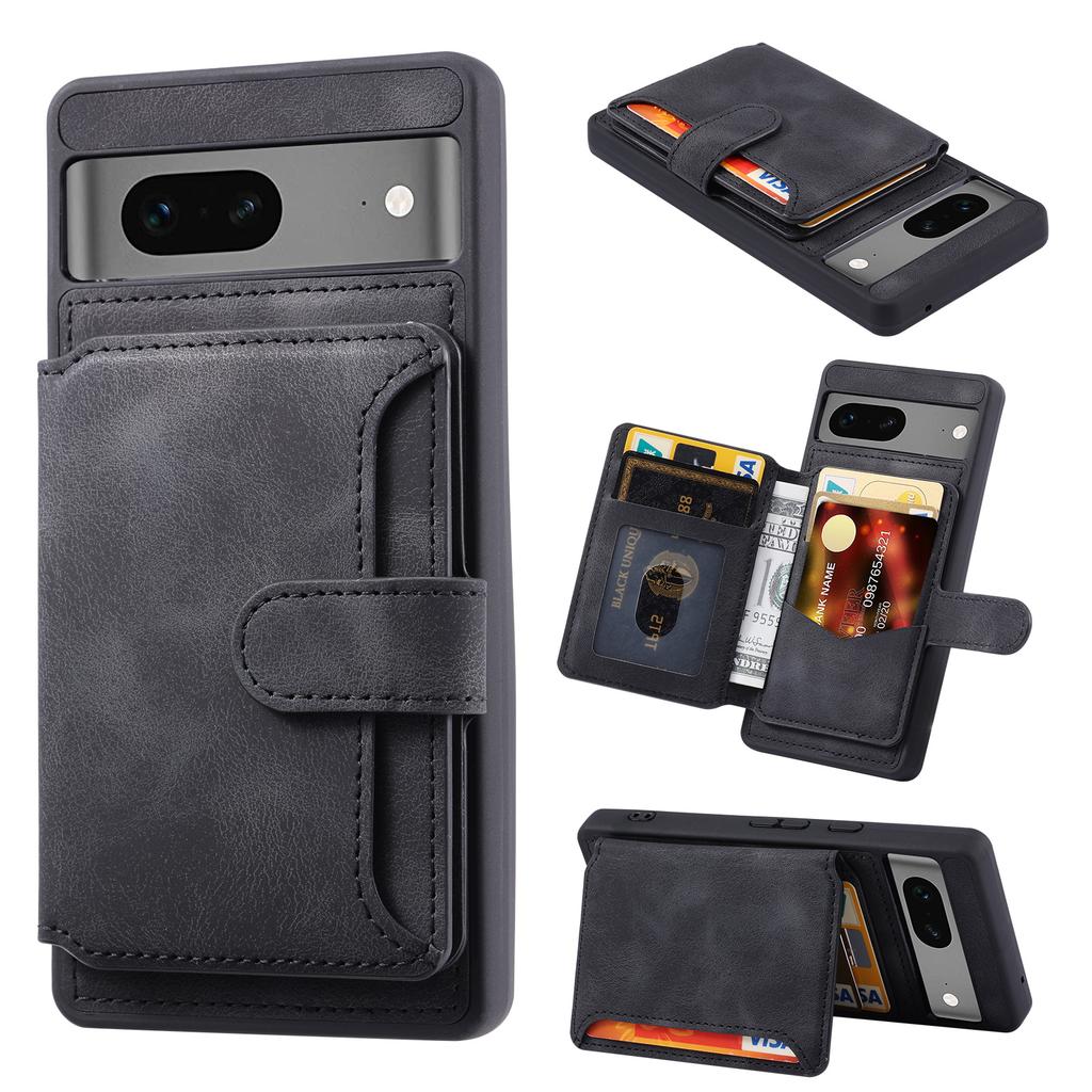 For Google Pixel 7 5G RFID Blocking Wallet Phone Cover Skin-touch Kickstand Leather Coated TPU Case