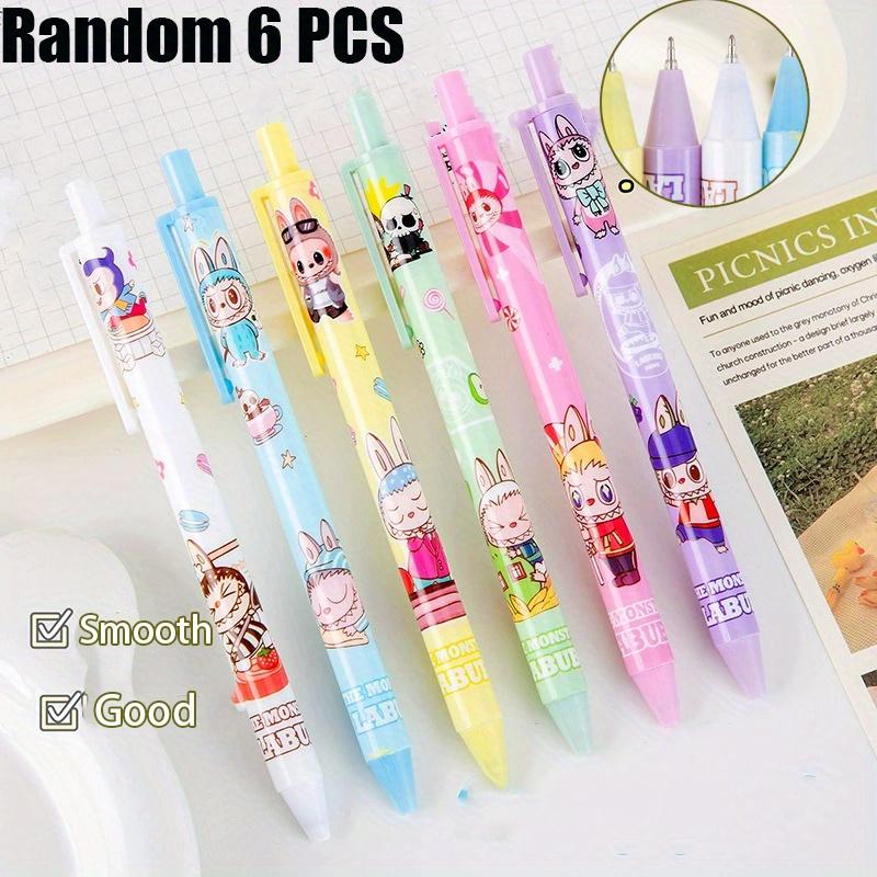 6ks Roztomilý Beauty Labubu Neutrální Hrot Pera Škola Psaní Zkouška Měkký Úchop Hladké Rychleschnoucí 0.5mm Černé Pero Studentská Učební Pomůcka Zpět do Školy