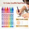 Nail Art Pens Set Waterproof Nail Graffiti Marker Diy Painting Drawing Nail Art Tools For Manicure Accessories