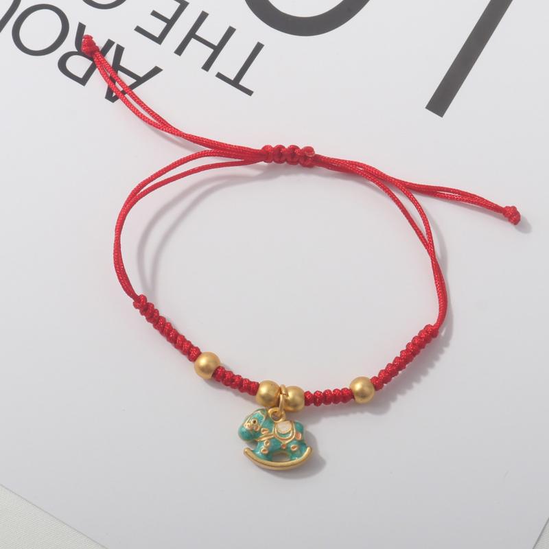 2026 Horse Year Lucky Red Rope Bracelet Chinese Style Zodiac Horse Braided Bracelet Women Fashion Jewelry