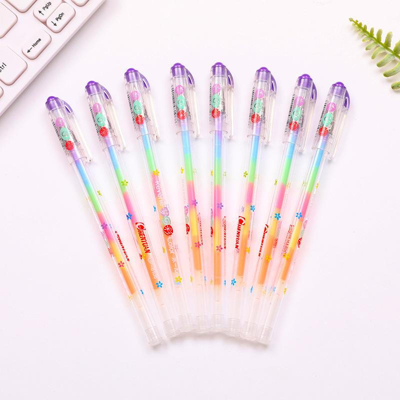 1 Parça Kore Kırtasiye Karikatür Sevimli Güzel Şeker Metin İşaretleyici Jel Kalemler Öğrenci Okul Malzemeleri 7 Renk Değiştir Çiz