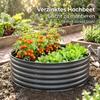 Galvanised Raised Garden Bed with Safety Edging, Outdoor Raised Planter Box with Gloves, 120 x 120 x 43cm, Dark Grey