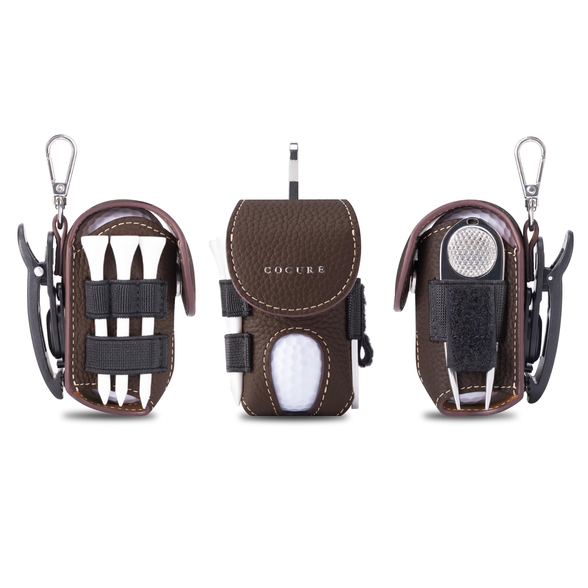 

COGURE Cogure Golf Ball Genuine for Men and Holds 2 Green Glove Rotating Gift Box Left Hip Etoupe CopGBC-L Case, Leather, Women, Balls, Tee, Fork,