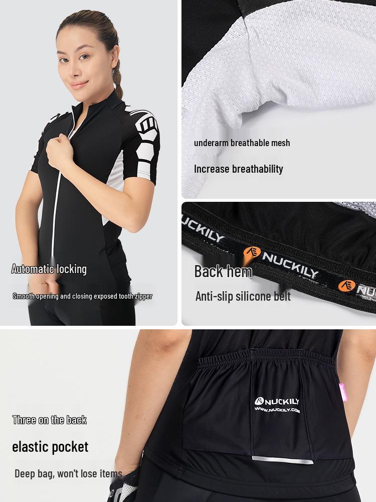 NUCKILY Damen Kurzarm Radtrikot und Shorts Set - Rennrad & Mountainbike Kleidung