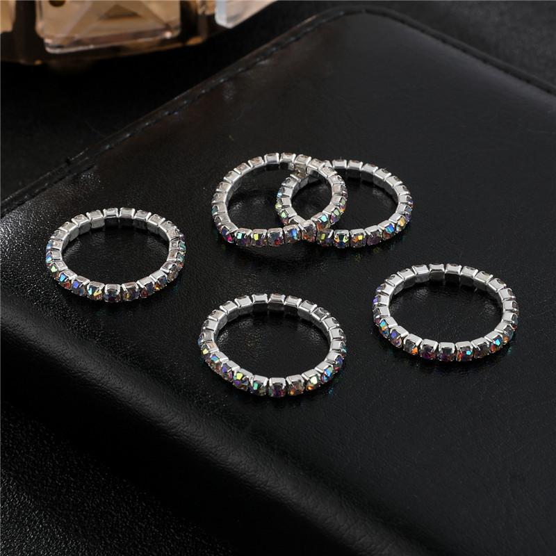 Single Row Rhinestone Ring, Elastic Ring, Diamond-Set Ring, Mixed Batch Elastic Ring
