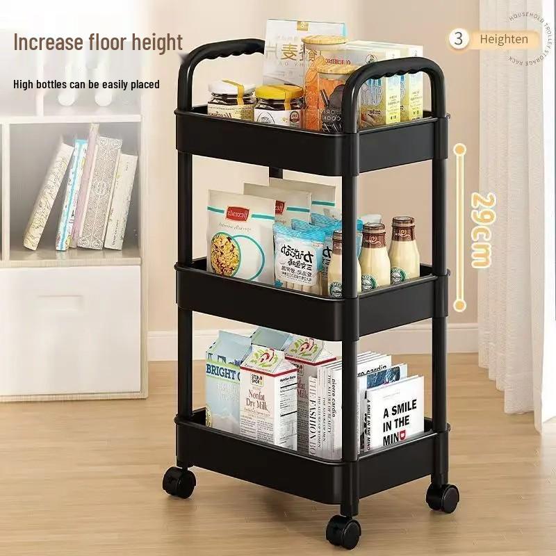 Mobile Multi-layer Kitchen & Bathroom Storage Trolley for Snacks, Fruits, and Vegetables
