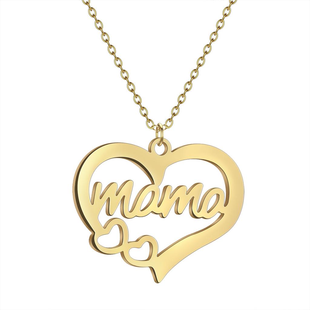 Delicate Heart Shaped MAMA Lettering Pendant Necklace Family Mom Necklaces Pendants Jewelry Romantic Mother's Day Gift