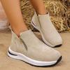 Zapatillas Casuales de Ante al Tobillo para Mujer a la Moda Ligeras Antideslizantes con Plataforma para Caminar Mujer Cómodas Moda Doble Cremallera Zapatos Deportivos
