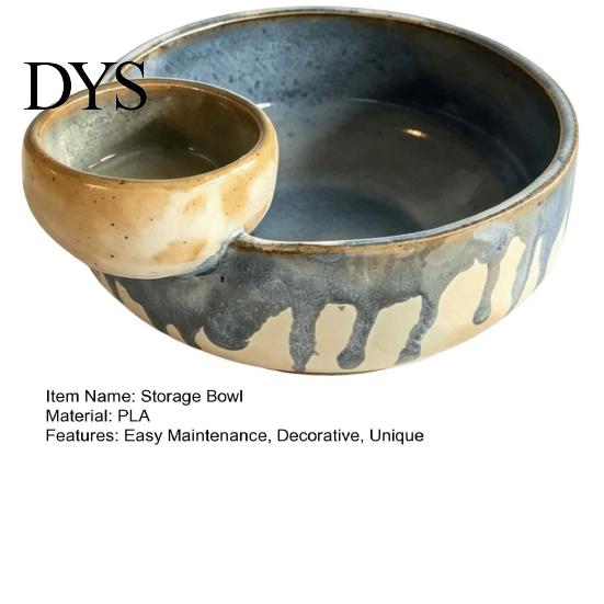 Convenient Bowl for Watching TV 2 in 1 Snack with Dip Cup, Chip Serving Dish Potato And Platter Sauce Compartment, Vintage Party Container,