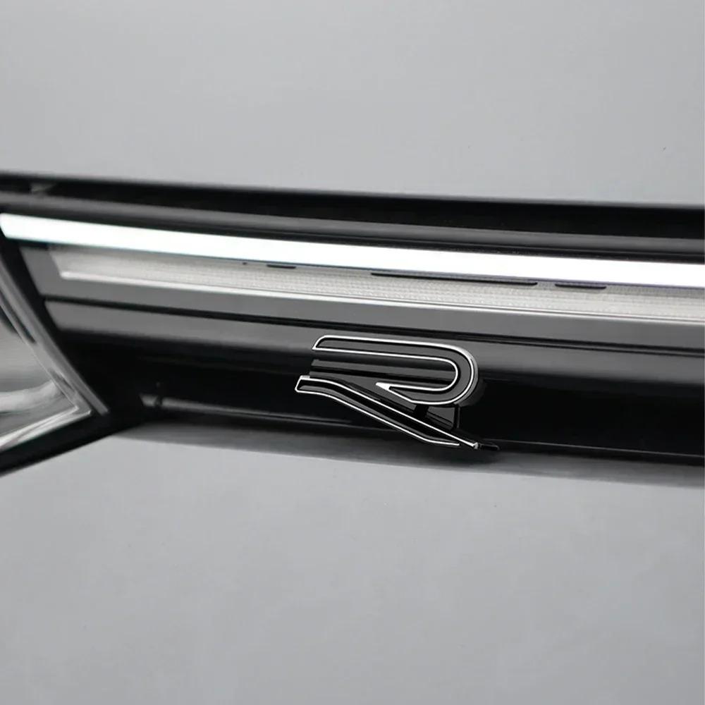 1pcs R Logo Car Front Grille Trunk Emblem Sticker For Volkswagen VW Golf 6 7 8 Passat CC MTM Blue Motion Caddy Polo Jetta B6LP9