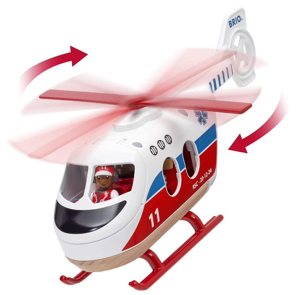 BRIO Ambulance Helicopter Ages Wooden Gift [4-Piece Set] 36022, 3+. [Toy, Toy, Scenery, Helicopter, (Birthday/Christmas)]