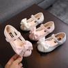 Korean Style Girls' Shiny Rhinestone Bow Leather Shoes – Children's Low-Heel Princess Shoes, Dance Footwear