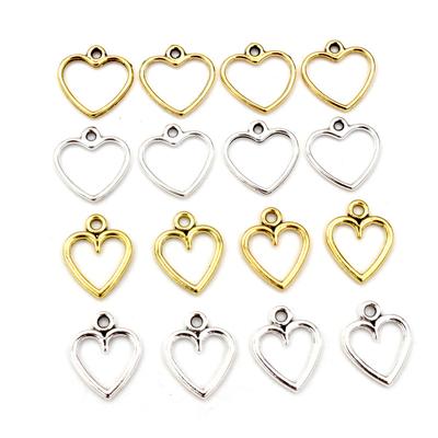 100 STUKS Kleurrijke Holle Hartjes Bedels Geometrische Hanger Metaallegering DIY Ketting Armband Oorbellen Markering