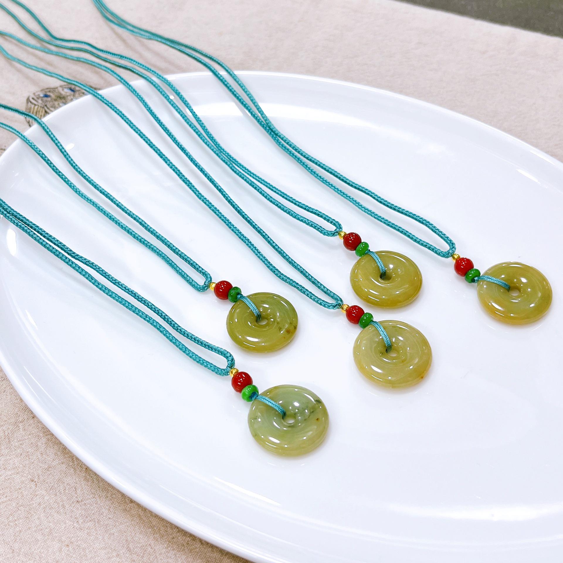 Premium Myanmar Jade Ping an Kou Pendant with Watery Luster Necklace