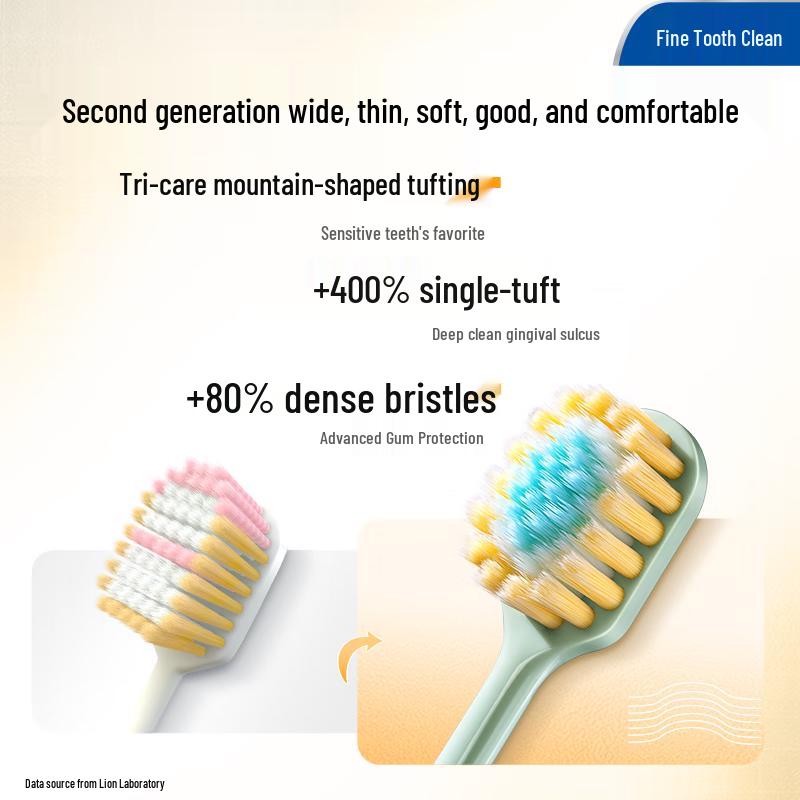 Lion Dent System Wide Head Soft Bristle Toothbrush 2-Pack