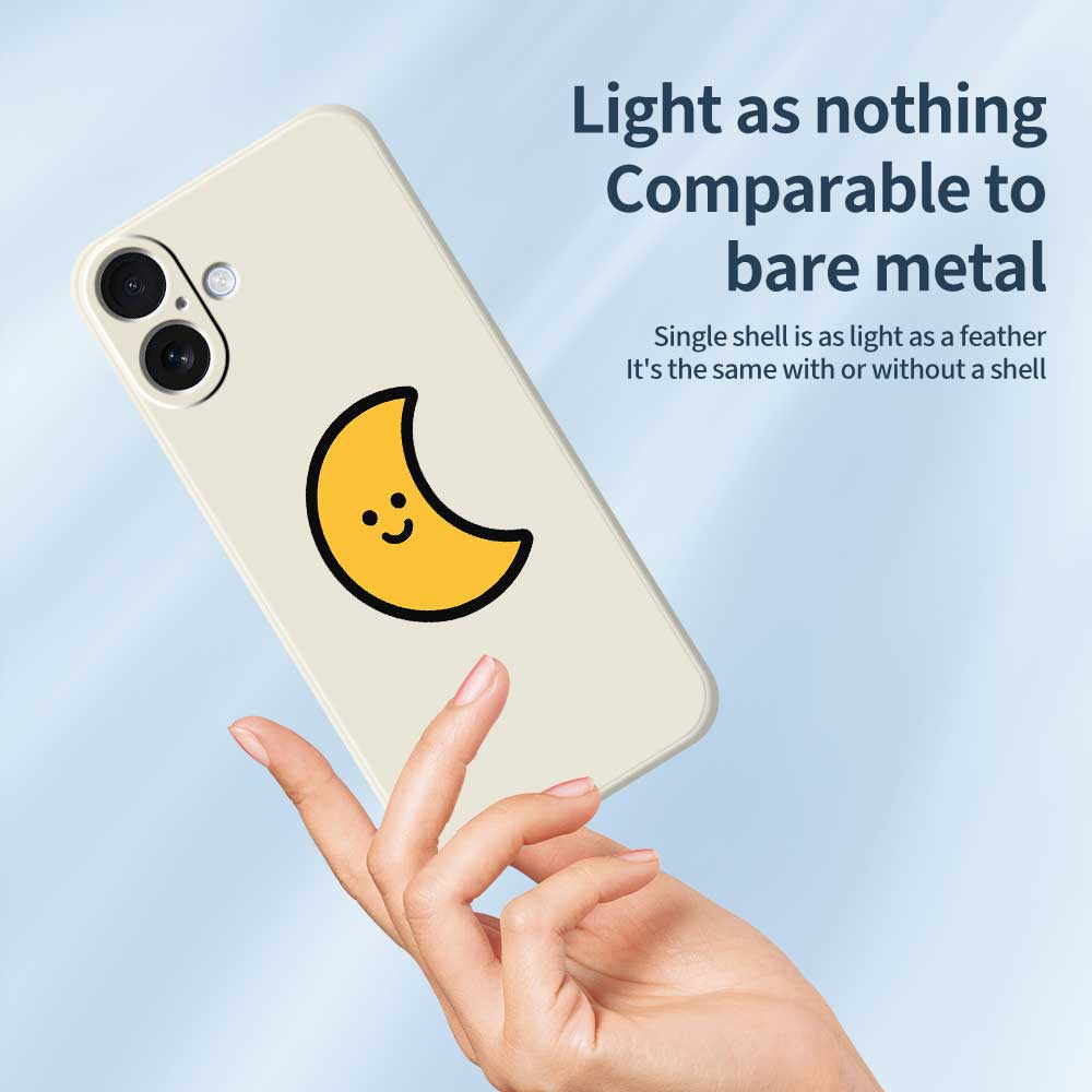 For iPhone 17 Case Yellow Moon Pattern Printing Straight Edge TPU Phone Back Cover