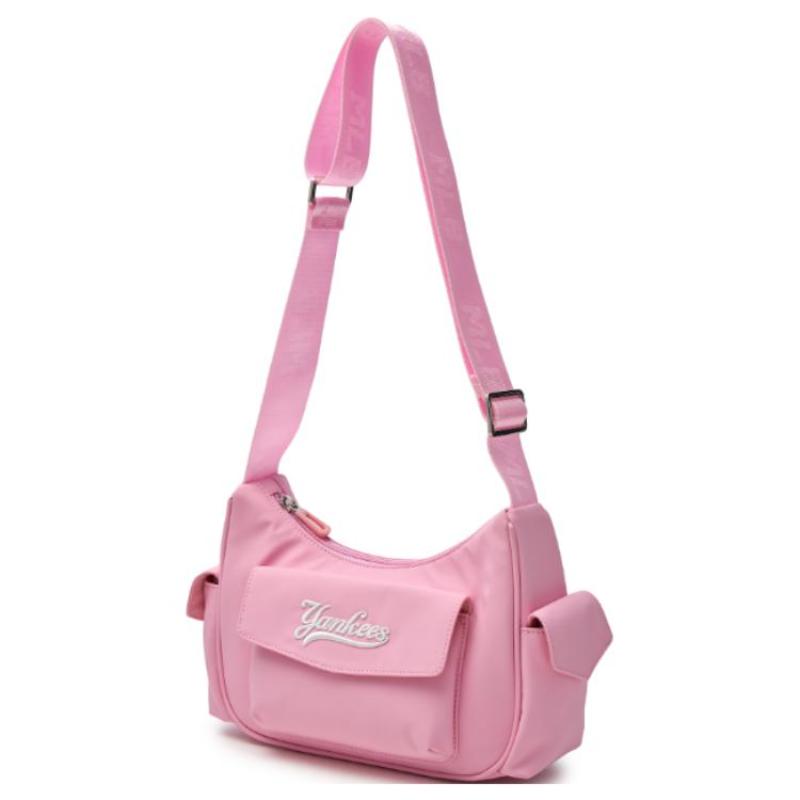 MLB New York Yankees Nylon Hobo Bag Shoulder Bag Women's Pink Casual 7AFRV015N-50PKM