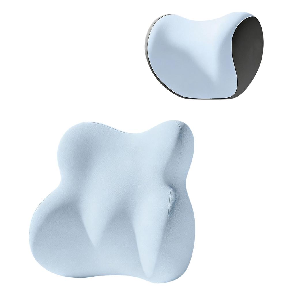 Car Neck Pillow and Lumbar Support Set Memory Foam Cushion for Vehicle Seat Backrest and Waist Support Adjustable Strap Design for Comfortable Driving