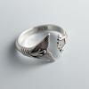 BF CLUB 925 Sterling Rings for Women Simple Geometric Handmade Irregular Retro Whale Tail Ring Allergy For Birthday Gift