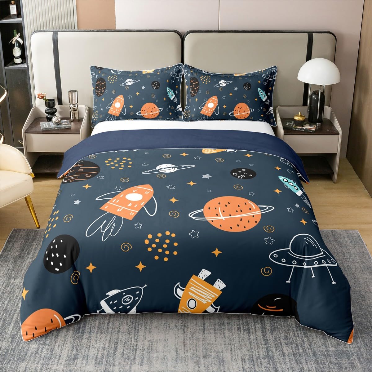 

Alien Duvet Cover Set For Kids Teens Queen King Twin Size Lightweight Down Quilt Covers 2 Pillowcases 1 Comforter Cover No Quilt EU Single(135x200cm)