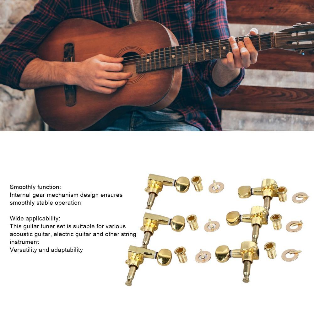 6PCS Metal Guitar Tuning Pegs Golden Tuning Machines Premium Guitar Tuning Key Electric Guitars