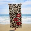 1PC Oversized Leopard Print Red Lips Beach Towel, Sand-Free Quick-Dry Soft Absorbent, Portable for Beach, Pool, Travel, Yoga