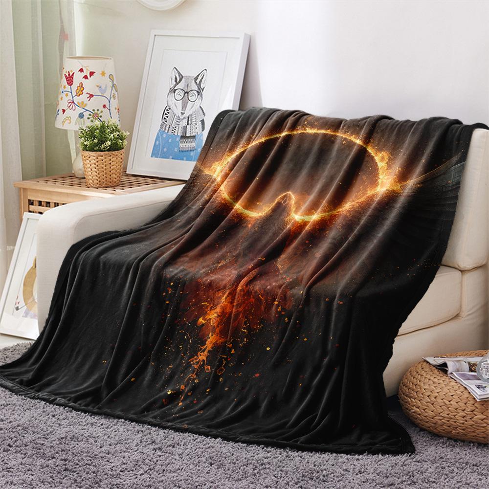 Flame Phoenix  Print Flannel Blanket, High quality Comfortable for All Seasons, Home Decor, Warmth and Comfort