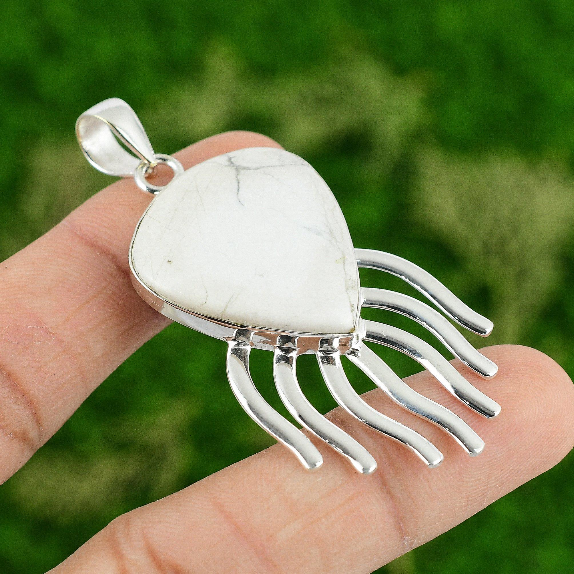 

Friendship Day Sale 925 Silver Pear Howlite Gemstone Anniversary Sister Pendant