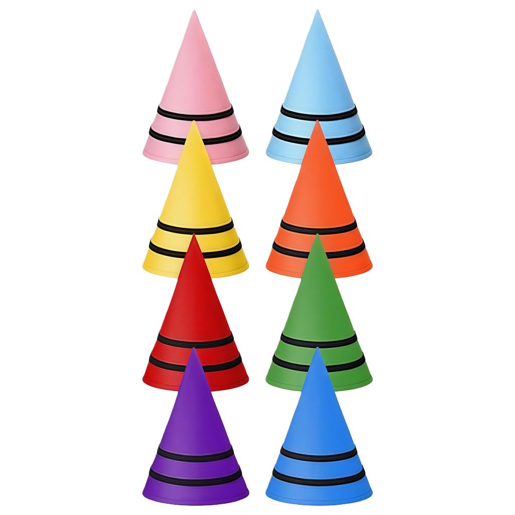 8pcs Gnome Hats Felt Crayon Gnome Cone Hats Fairy Dunce Witch Dwarf Cone Hat for Adult Halloween Christmas Birthday Dress Party