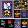 Gaming Room Metal Tin Sign Welcome Game Room Poster Bedroom Decor Iron Plate Youth Dorm Wall Plaque Decoration