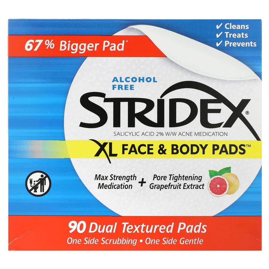 XL Face & Body Pads, Alcohol Free, Dual Texture Pads 90 Count