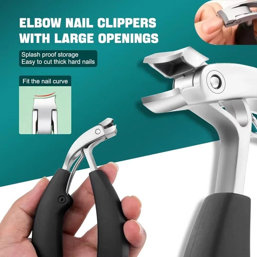 Extra Wide Mouth Curved Nail Clippers Anti-Splash Thick Nail Trimmer Toenail Nippers Fingernail