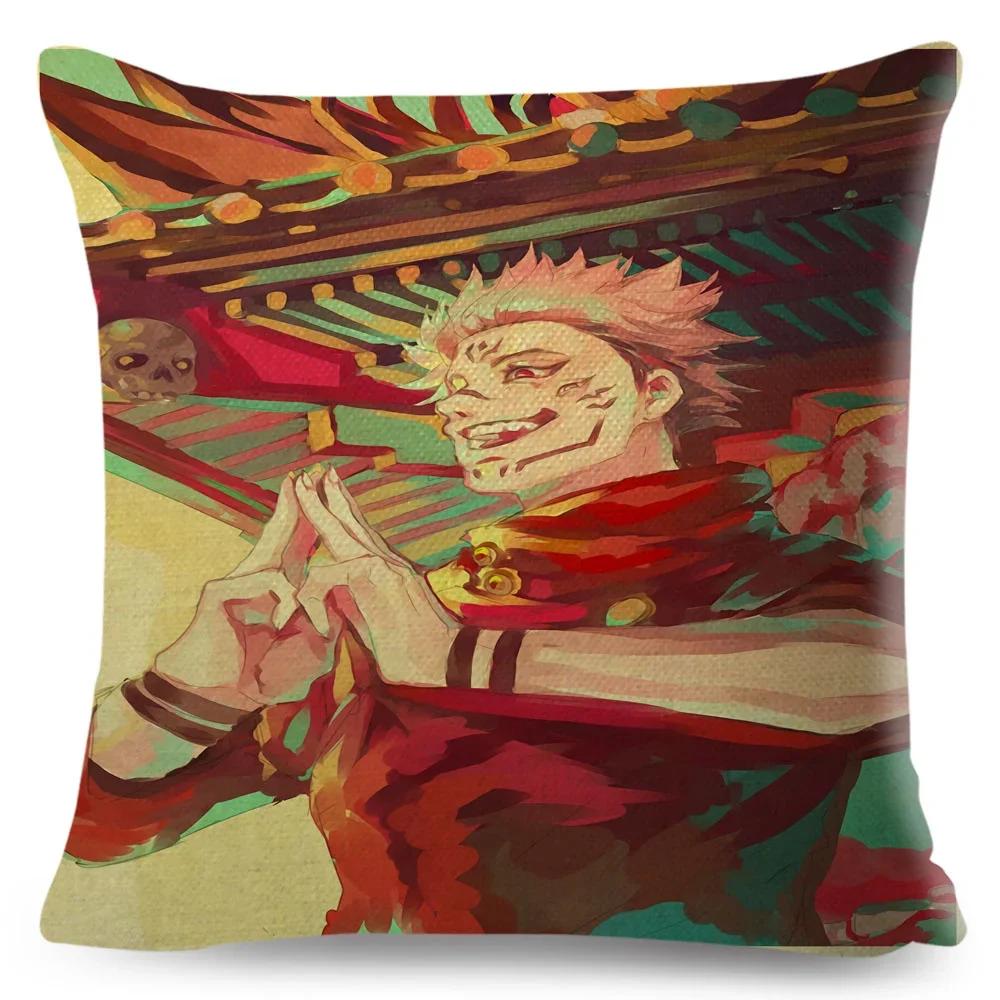 Jujutsu Kaisen Cushion Cover for Sofa Home Children Room Decor Cartoon Japanese Anime Print Pillowcase Polyester Pillow Case