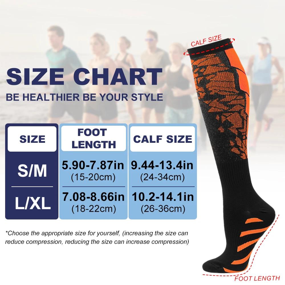 1/3/6 Pairs Sport Compression Stockings For Women Men Nursing Hiking Travel Flight Running Fitness Socks