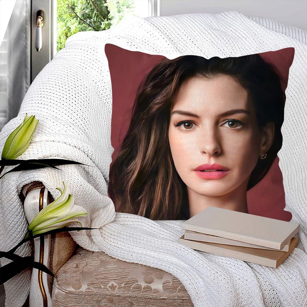 Anne Hathaway Pillow Case Square Pillow Bedroom Sofa Leisure Comfort Cushion Car Living Room Home Decoration