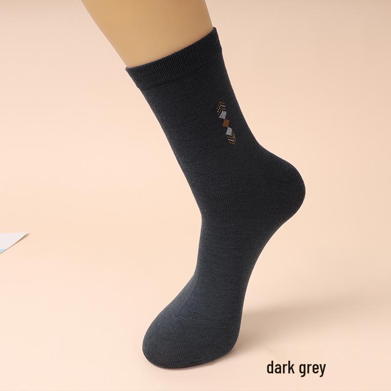 Men's Mid-Calf Anti-Odor Black Socks - Spring & Autumn, All-Season, Sweat-Absorbing, Ideal for Work, Middle-Aged & Fathers.