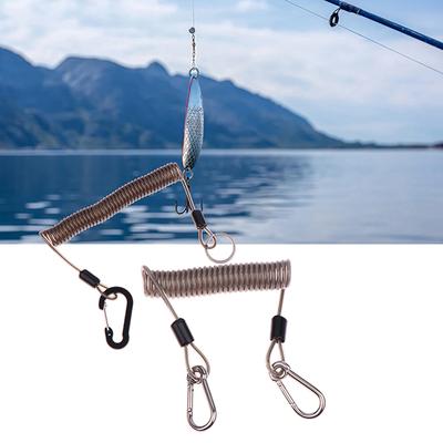 New Strengthen Lure Fishing Lanyard 49 Strands Of Steel Wire Twisted Retention Rope 1.5- Telescopic Gear Tether With Carabiners