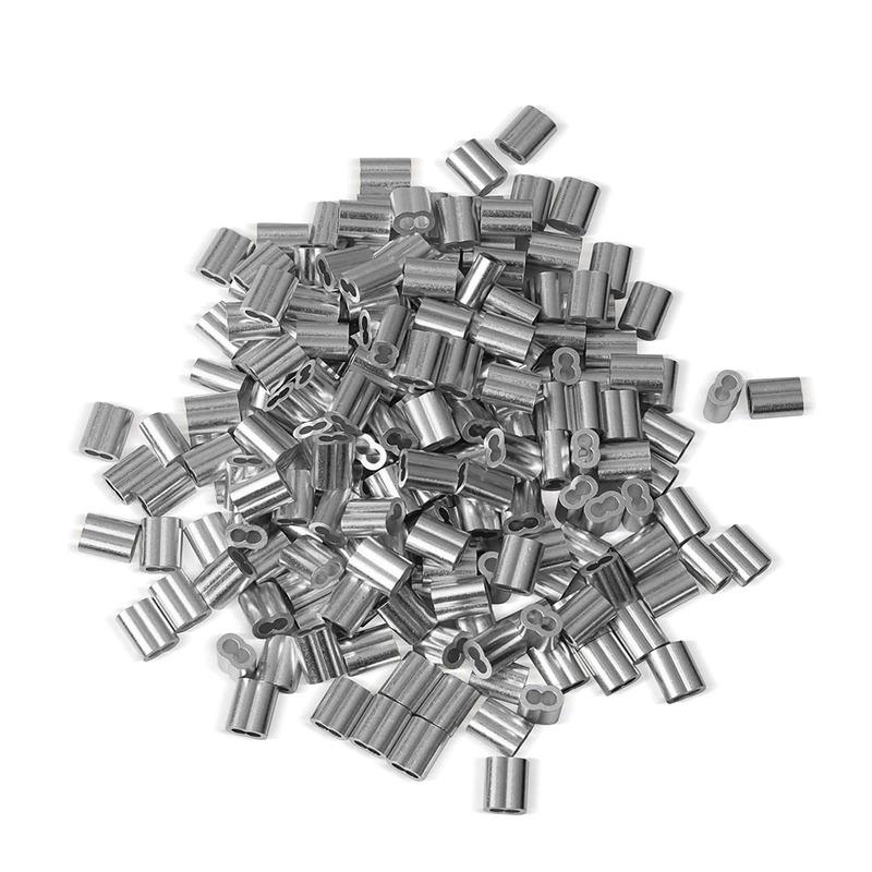 30/50PCS M1.2 M1.5 M2 M3 M4 Aluminum Crimping Loop Sleeve Double Hole Wire Rope Sleeves Steel Wire Loops Clip Fixed Accessories