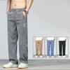 Jeansi de vară ultra-subțiri din lyocell moale pentru bărbați, pantaloni denim drepți largi, design casual