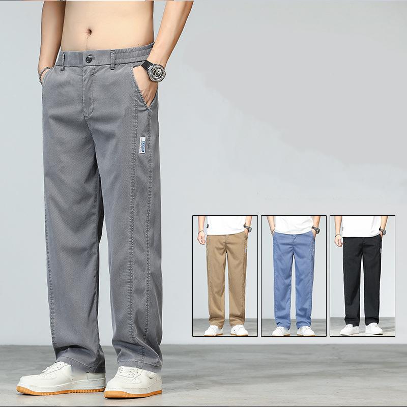 Summer Ultrathin Soft Lyocell Fabric Men's Jeans Loose Straight Denim Pants Design Casual Trousers